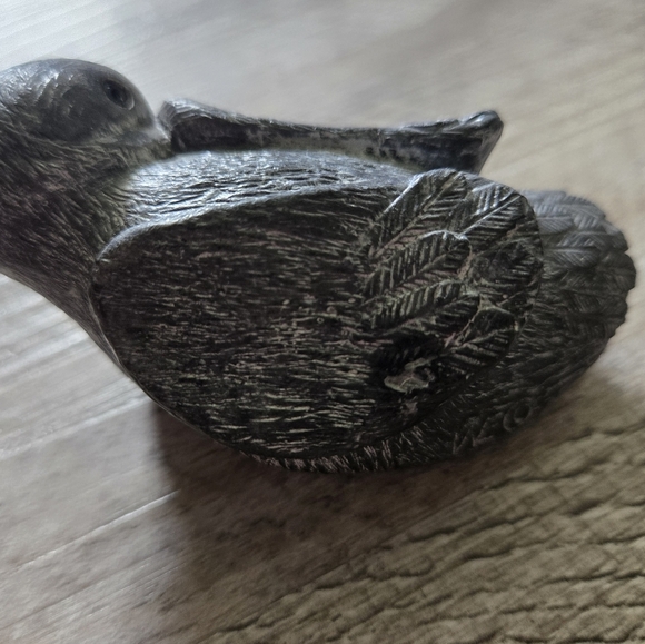 Carved Stone Duckling Figure Gray Natural Elegant Home Decor Duck Neutral Decor - Picture 4 of 6